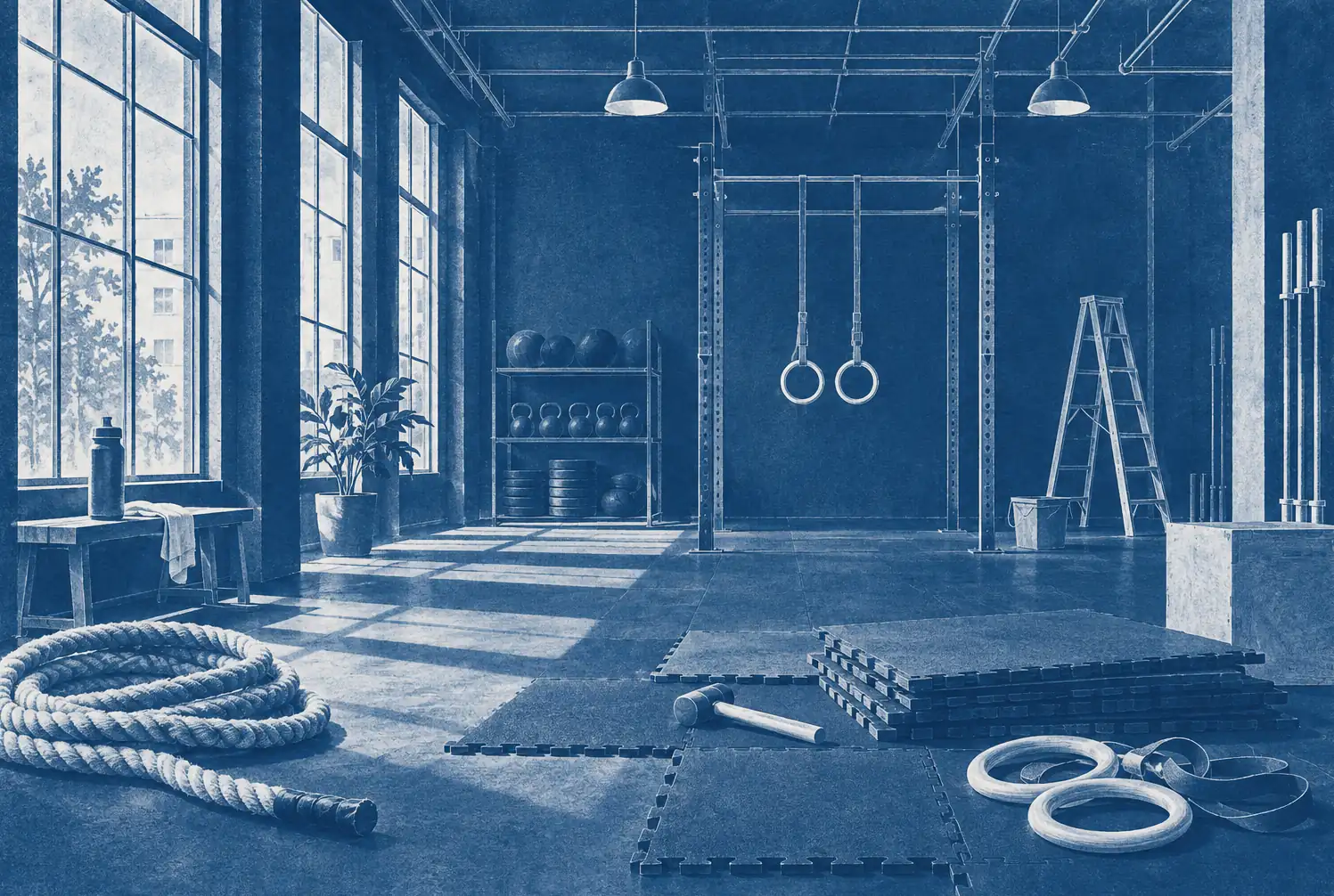 Illustration of fitness businesses and their working space