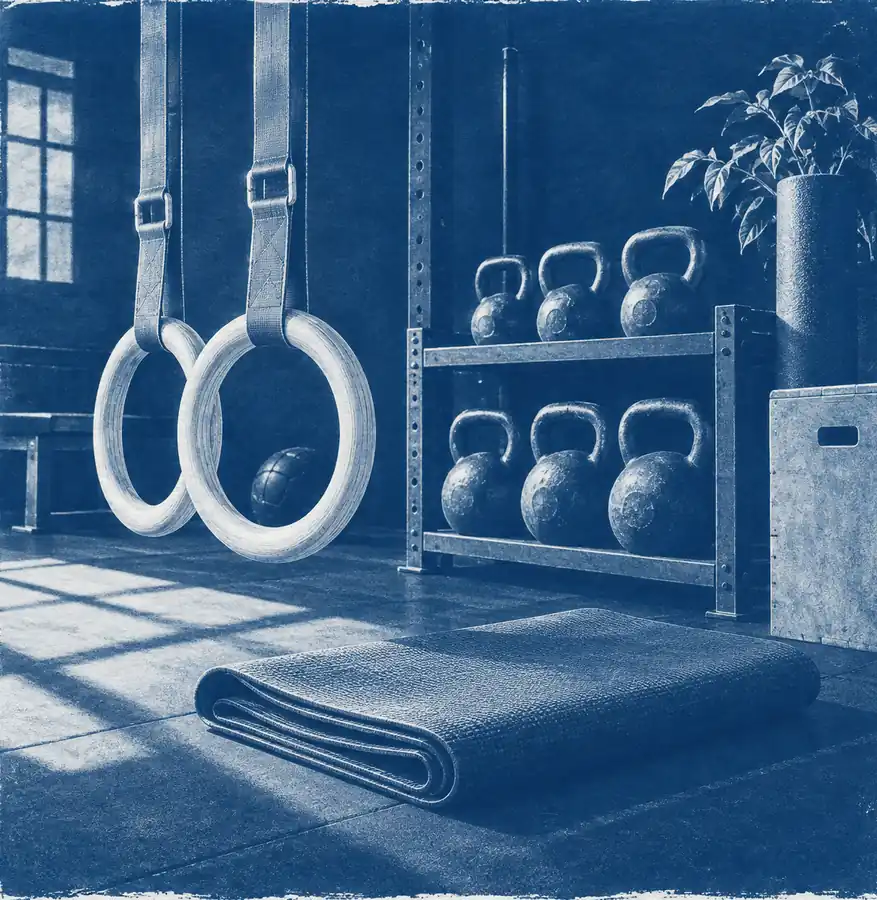 Illustration of fitness businesses equipment and workspace